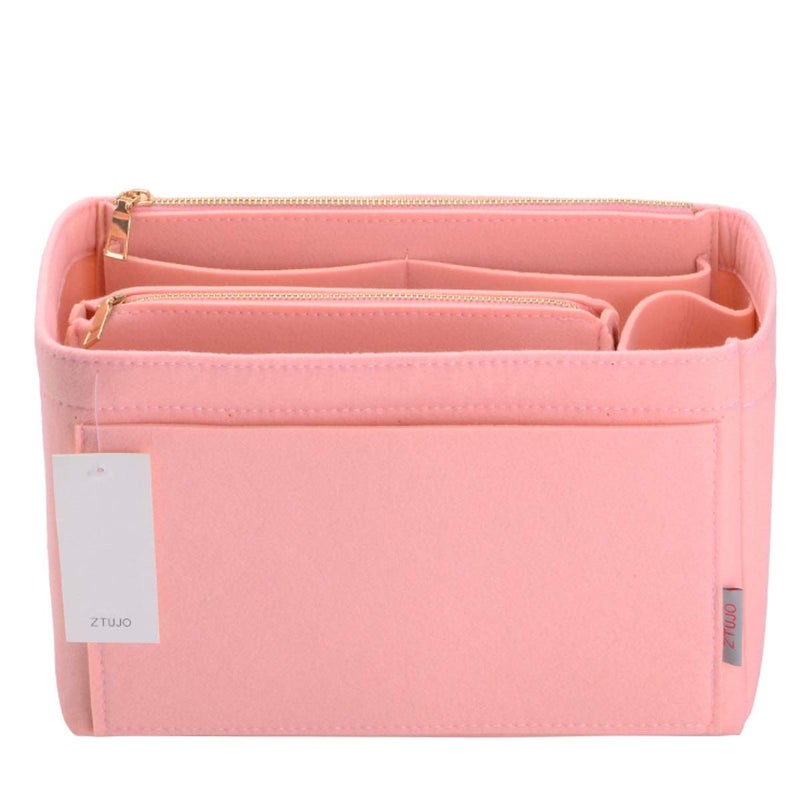 ZTUJO Purse Organizer, Felt Bag Organizer Insert for Speedy, Neverfull, Graceful, Tote, Handbag, Shaper (Slender Medium, Brush Pink) - Image 1